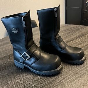 HARLEY DAVIDSON Black Motorcycle Boots Vintage Women’s Size 7 EUC